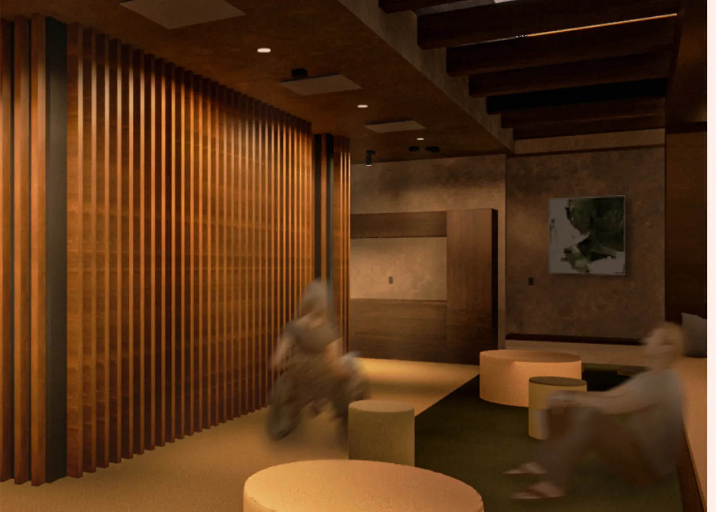 Rendered meditation lounge at SID.