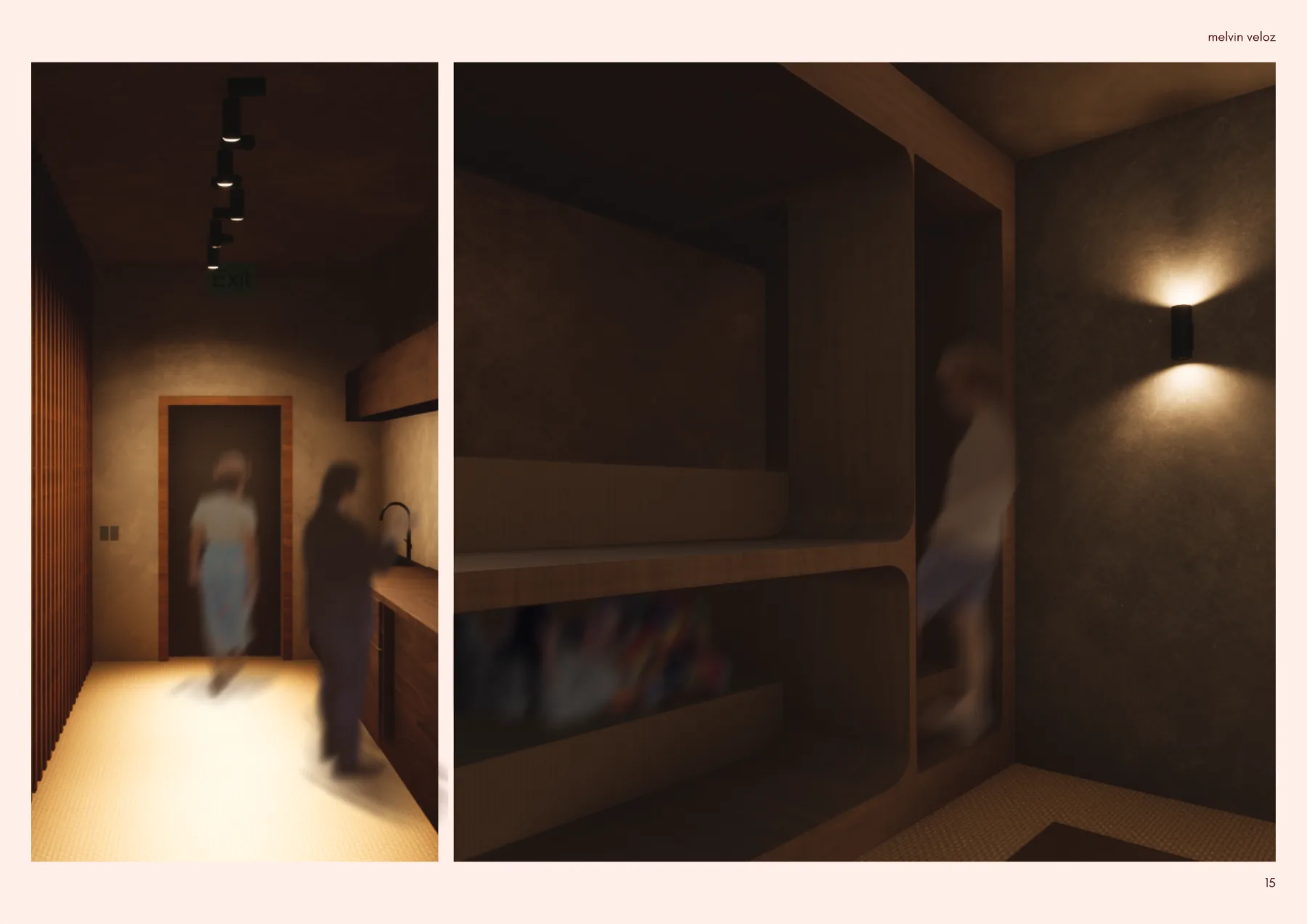 Meditation at SID rendered hallway and sleeping room views.