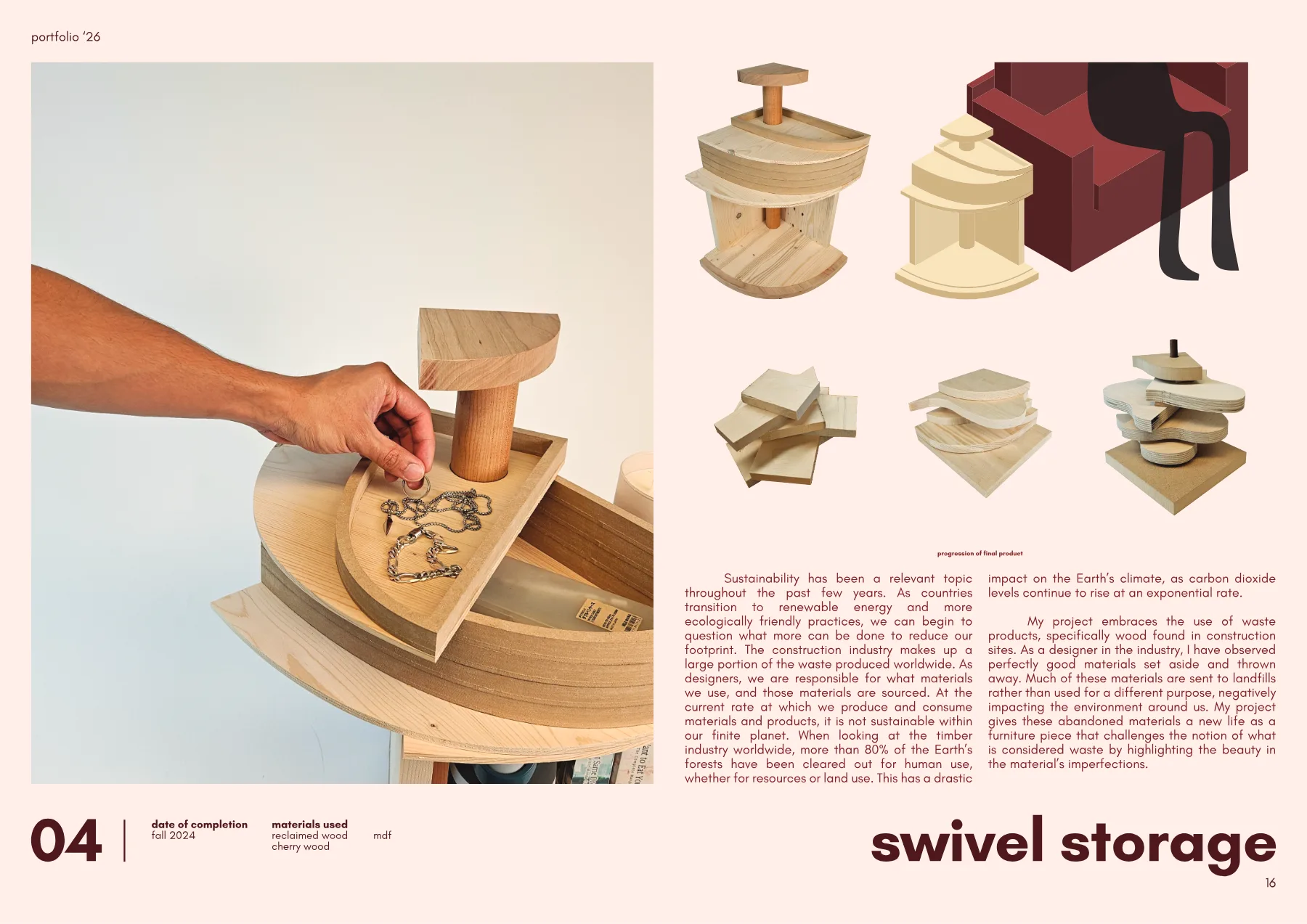 Swivel Storage final product and concept text.