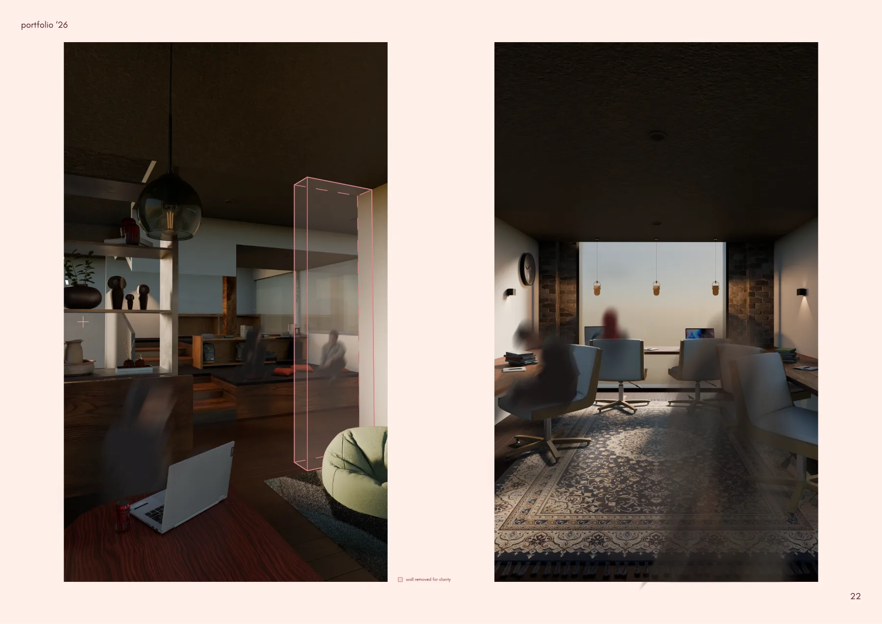 Adolescent Escape interior renderings.