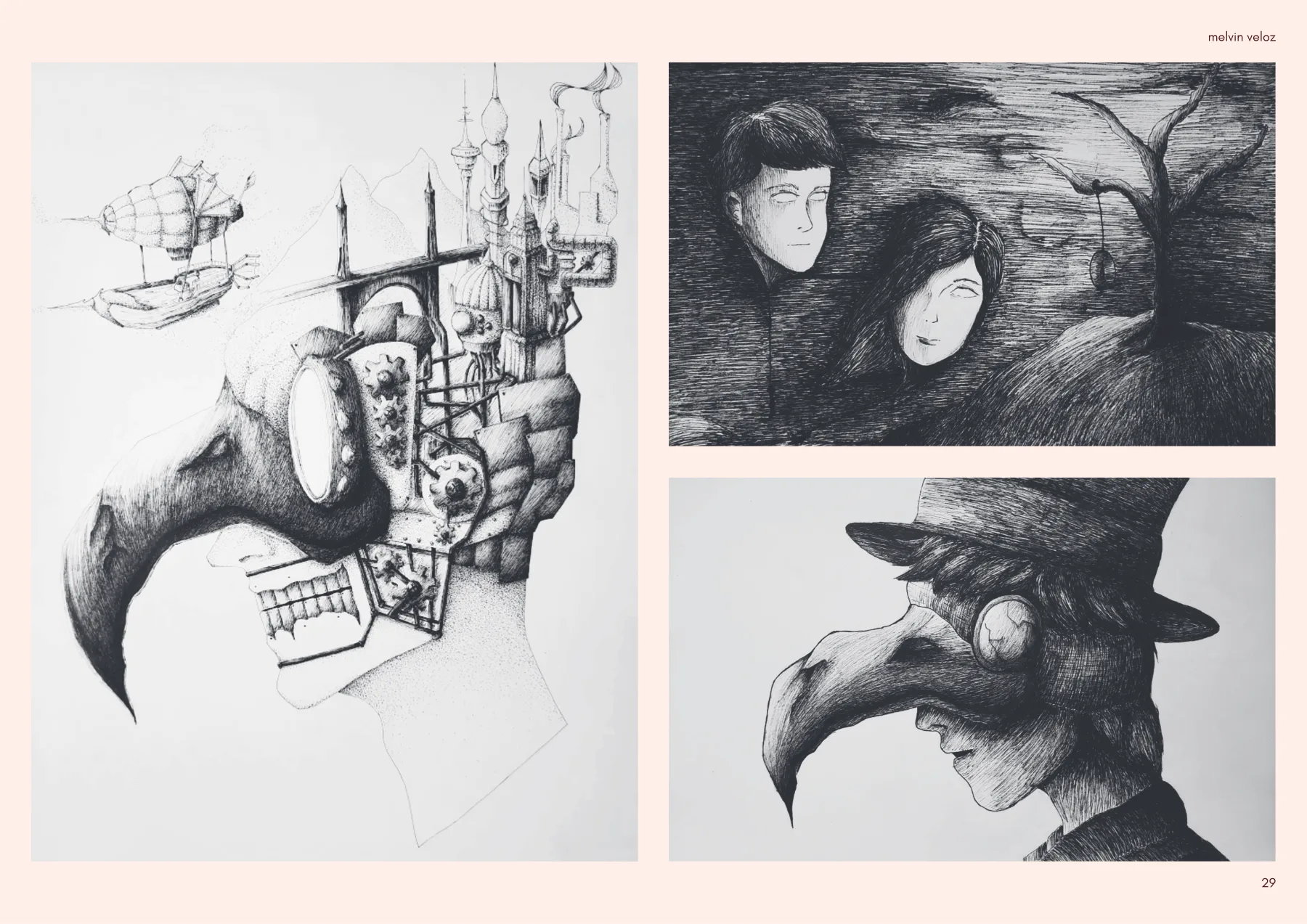 Mixed media personal illustration studies.
